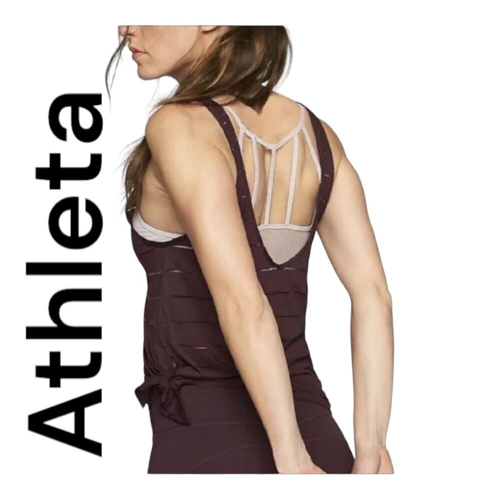Athleta womens small sports bra and matching tank purple pink gym lulu work